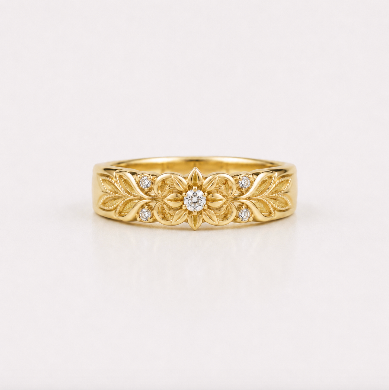 Starlight Diamond Wedding Band, Diamond Wedding Ring, Wide Wedding Band