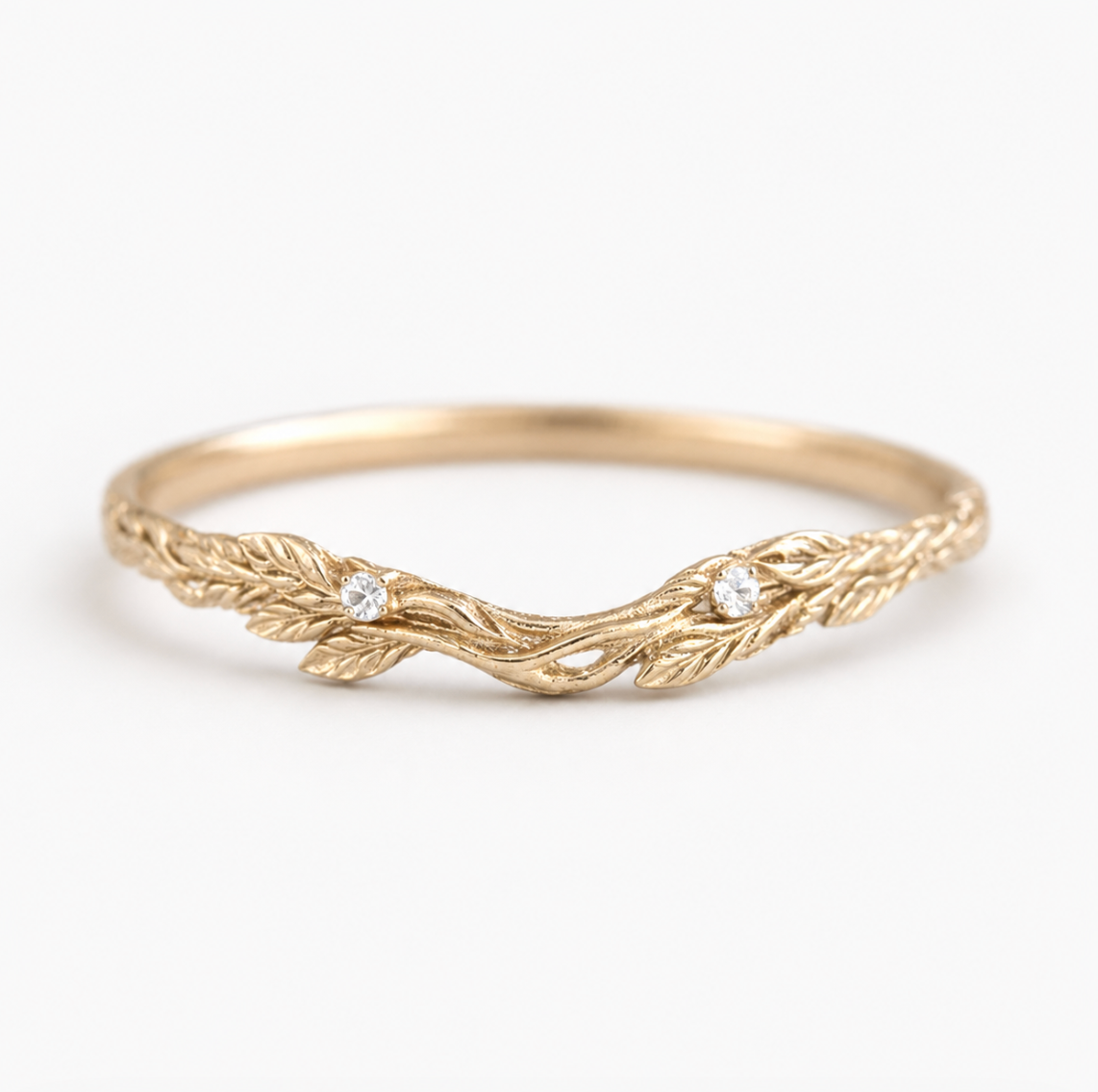 Evervine Whisper Diamond Wedding Band, Curved Diamond Wedding Ring For Women