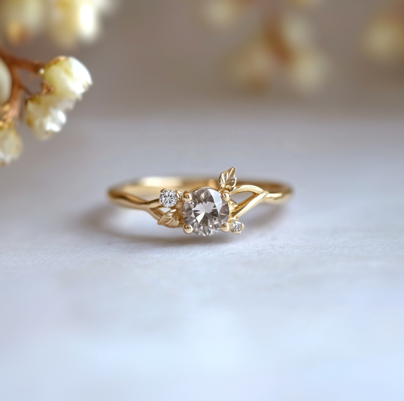 Frostfall Salt and Pepper Diamond Ring, Diamond Engagement Ring