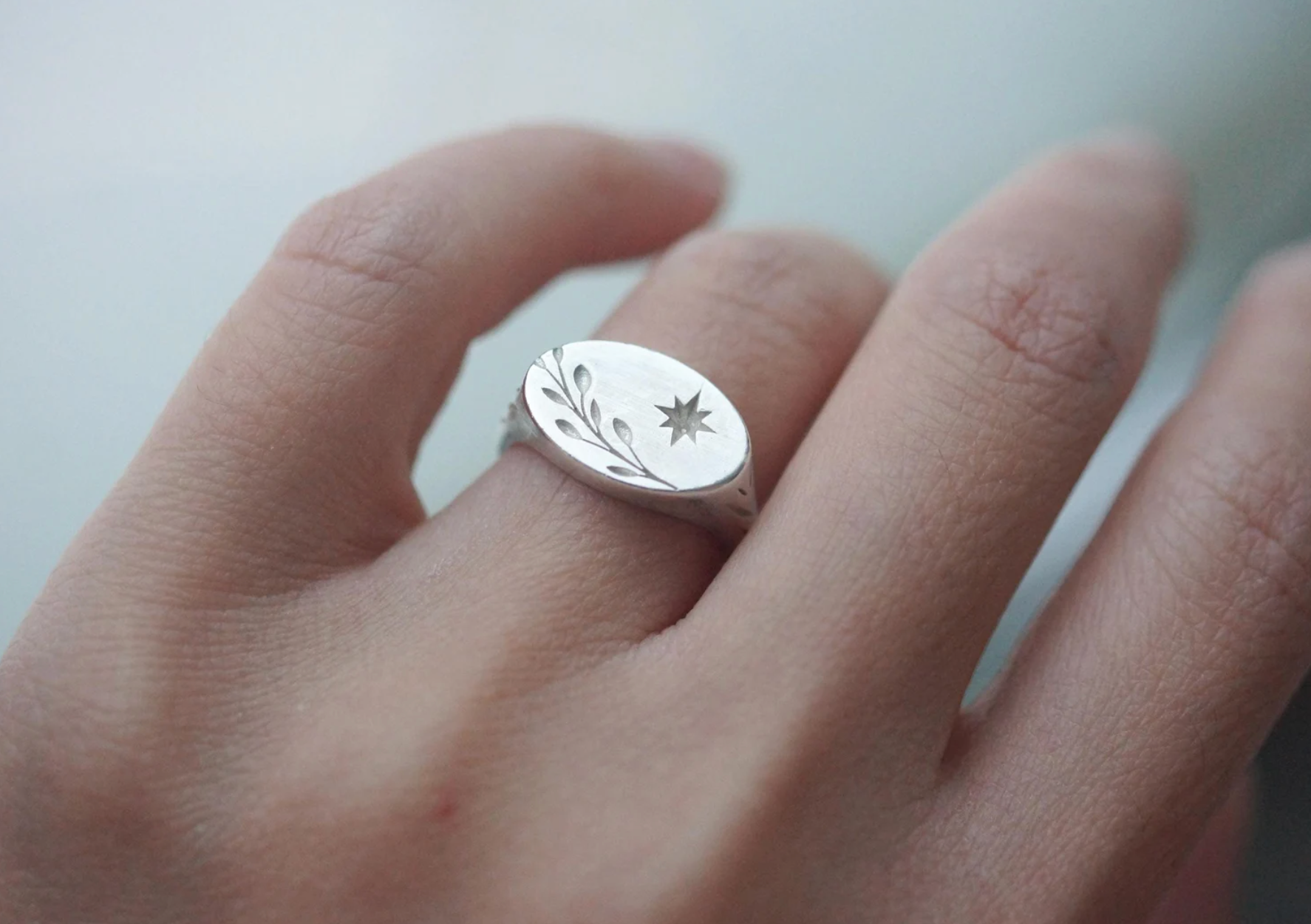 Treetop Star Signet Ring