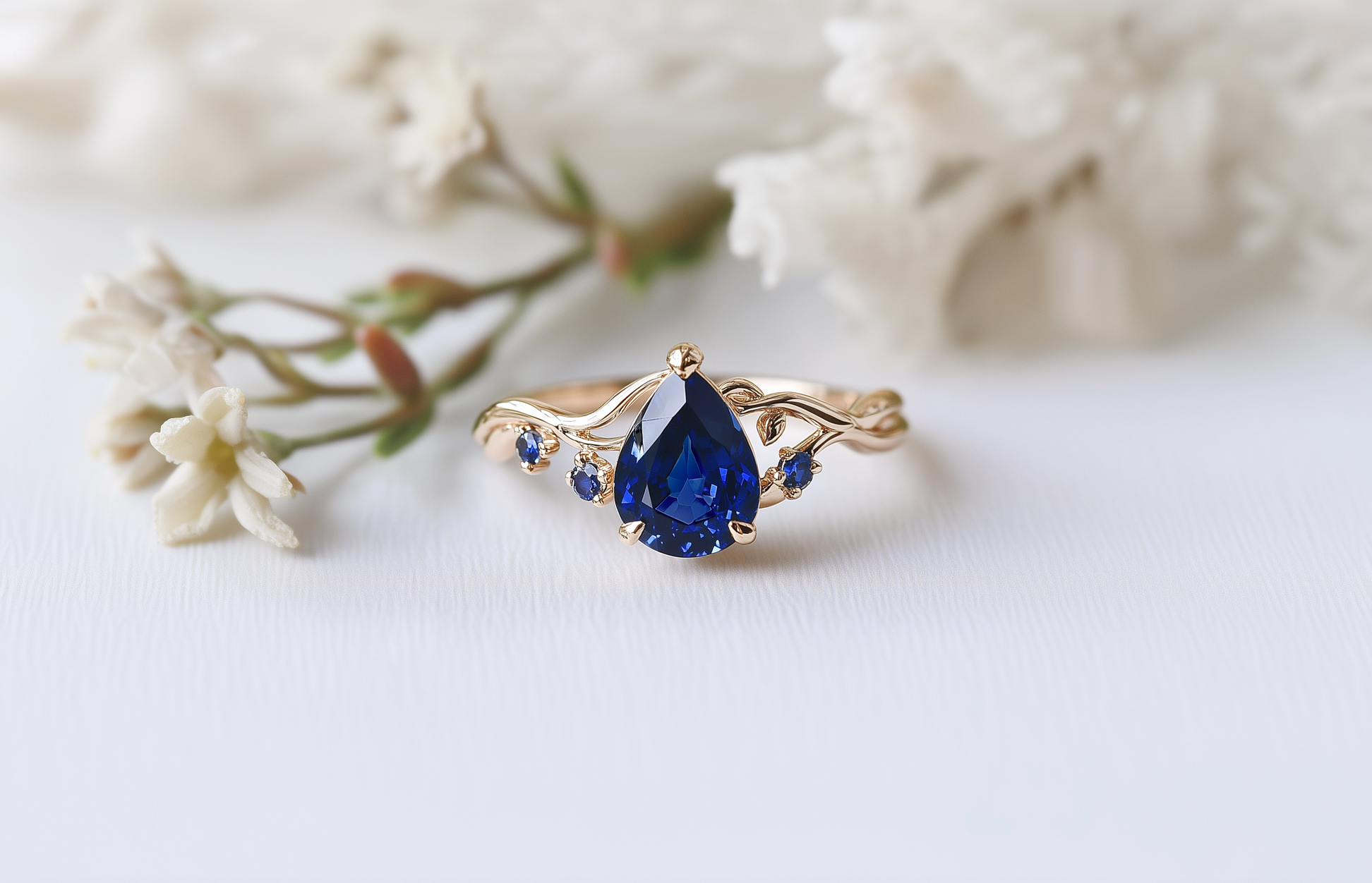 Athena Royal Blue Sapphire Engagement ring, 14k Sapphire Engagement ring
