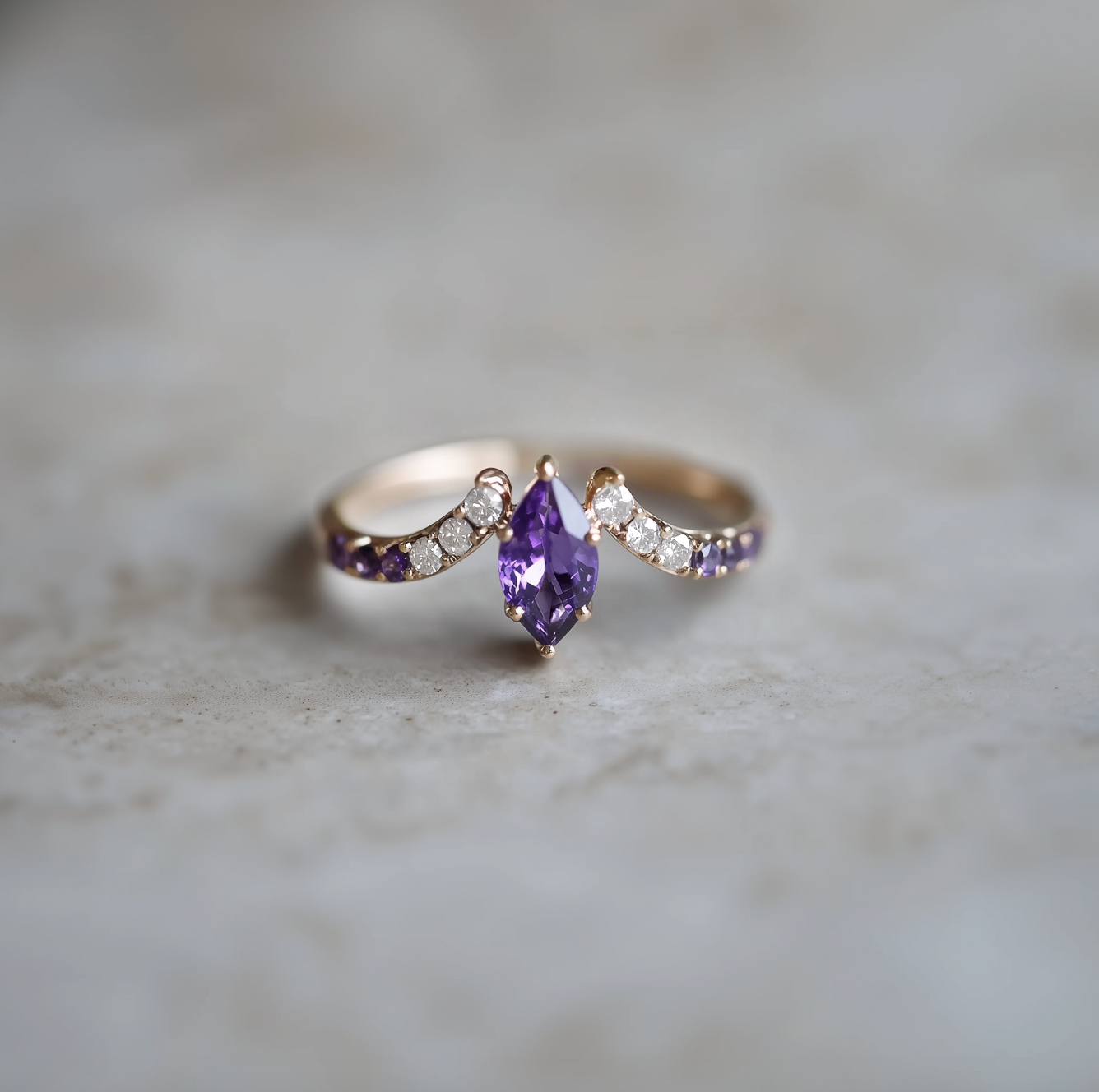 Vineyard Amethyst Engagement Rings, Classic Amethyst Engagement Ring