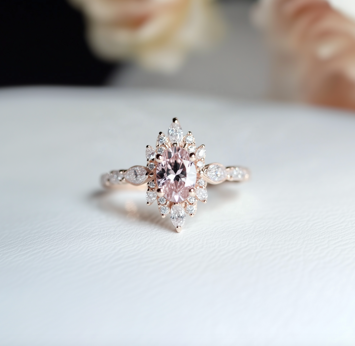 Rosy Lavender Rose quartz Ring, 14k Gold Engagement Ring
