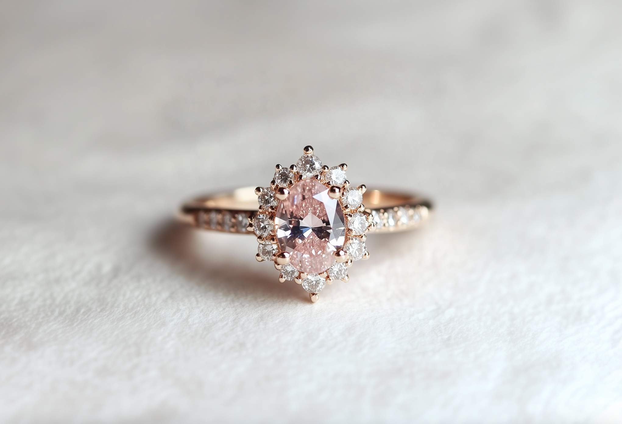 Cotton candy Rose quartz Ring, 14k Gold Engagement Ring