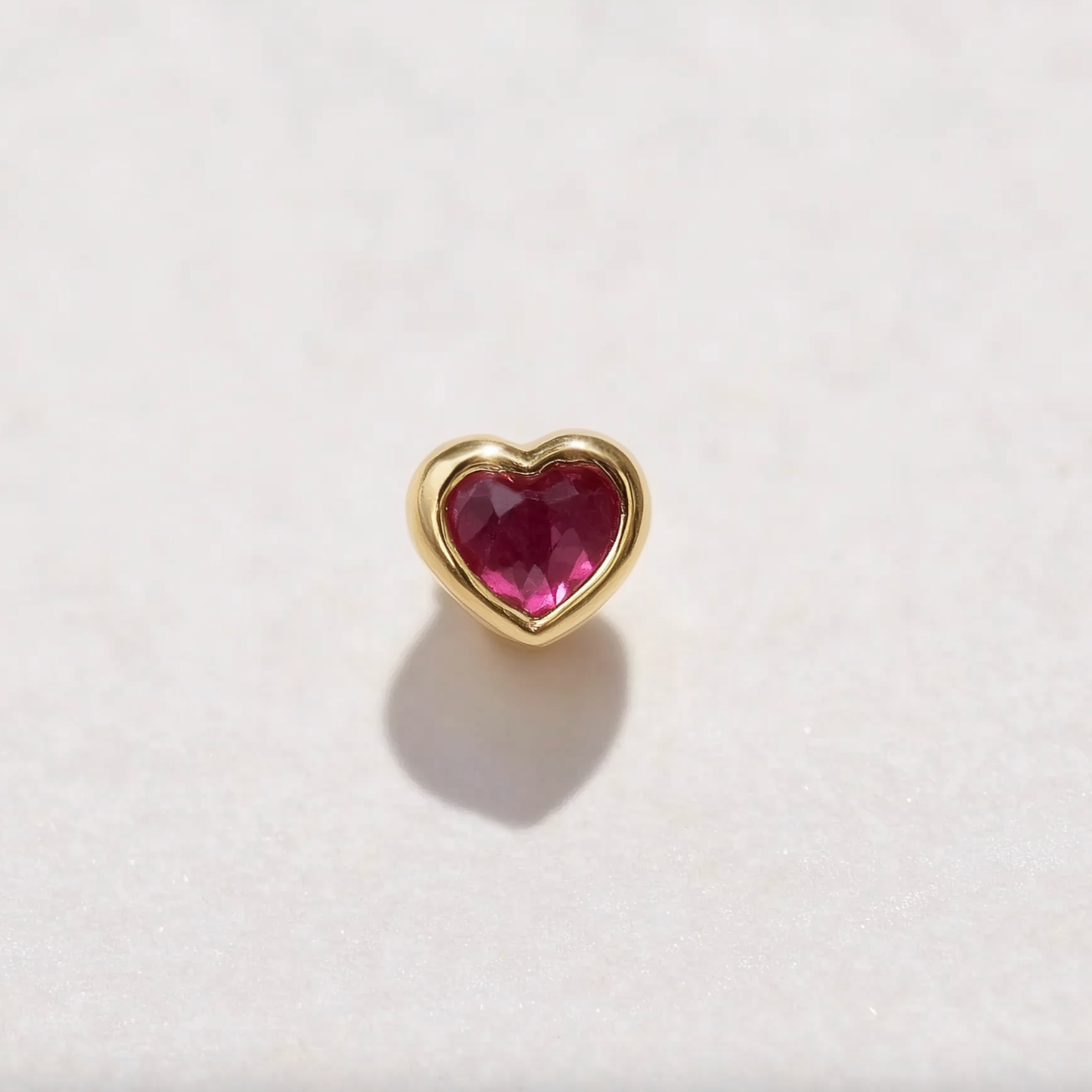 Crimson Heart Ruby Stud 14k Gold, Single Stud