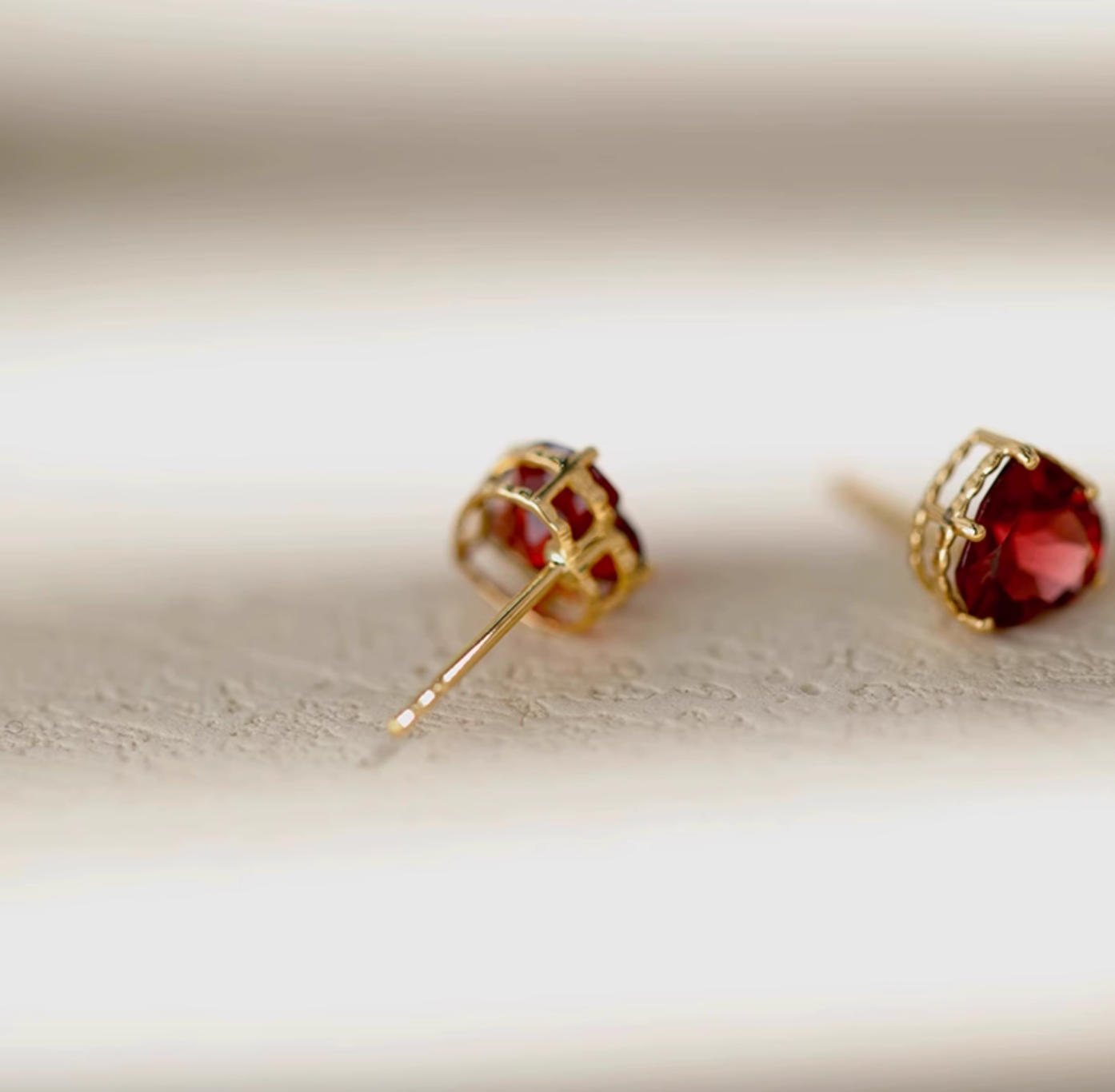 Pomona Studs, Deep Red Garnet Studs, 18k Gold Garnet Earrings, Garnet Studs
