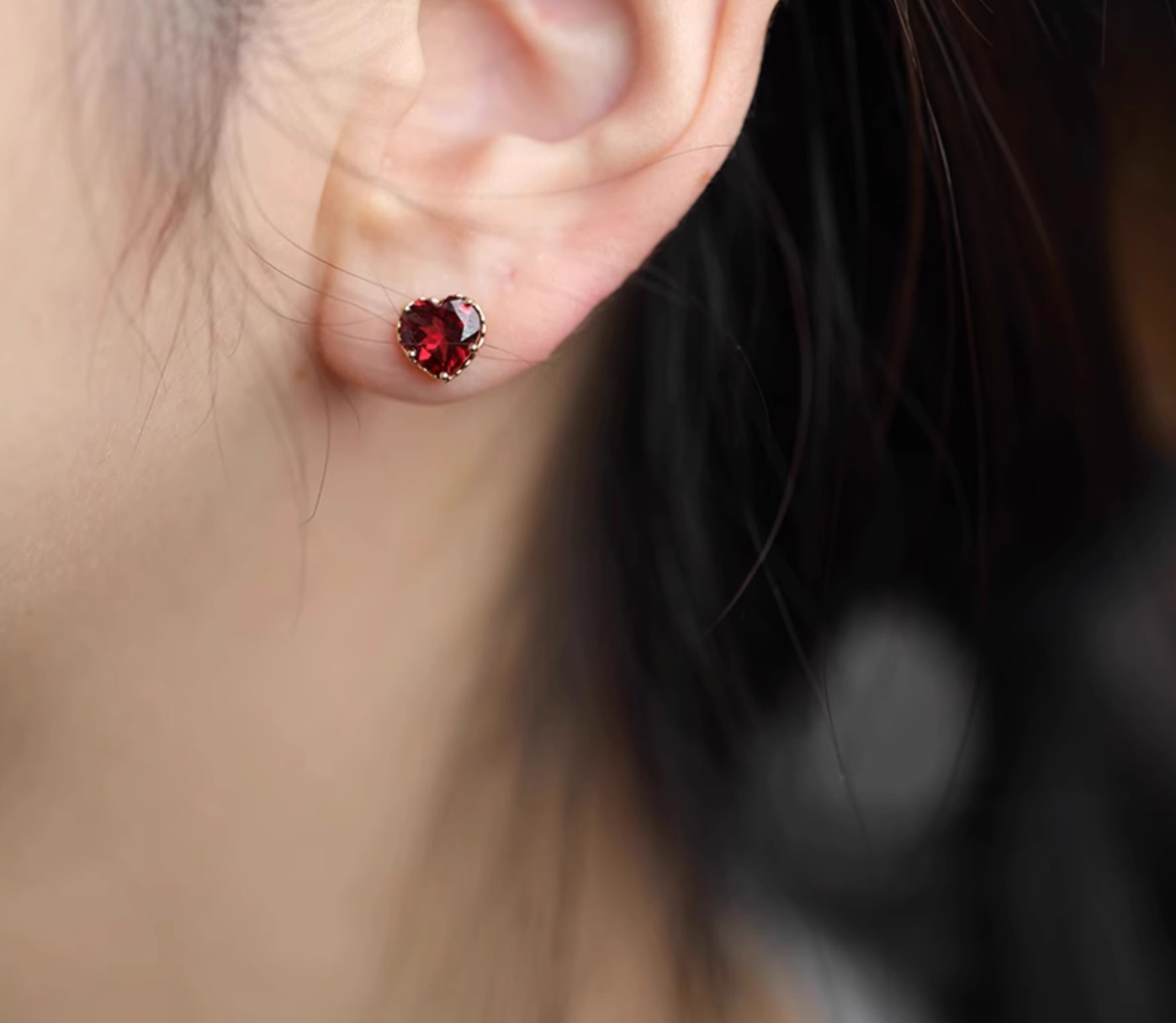 Pomona Studs, Deep Red Garnet Studs, 18k Gold Garnet Earrings, Garnet Studs