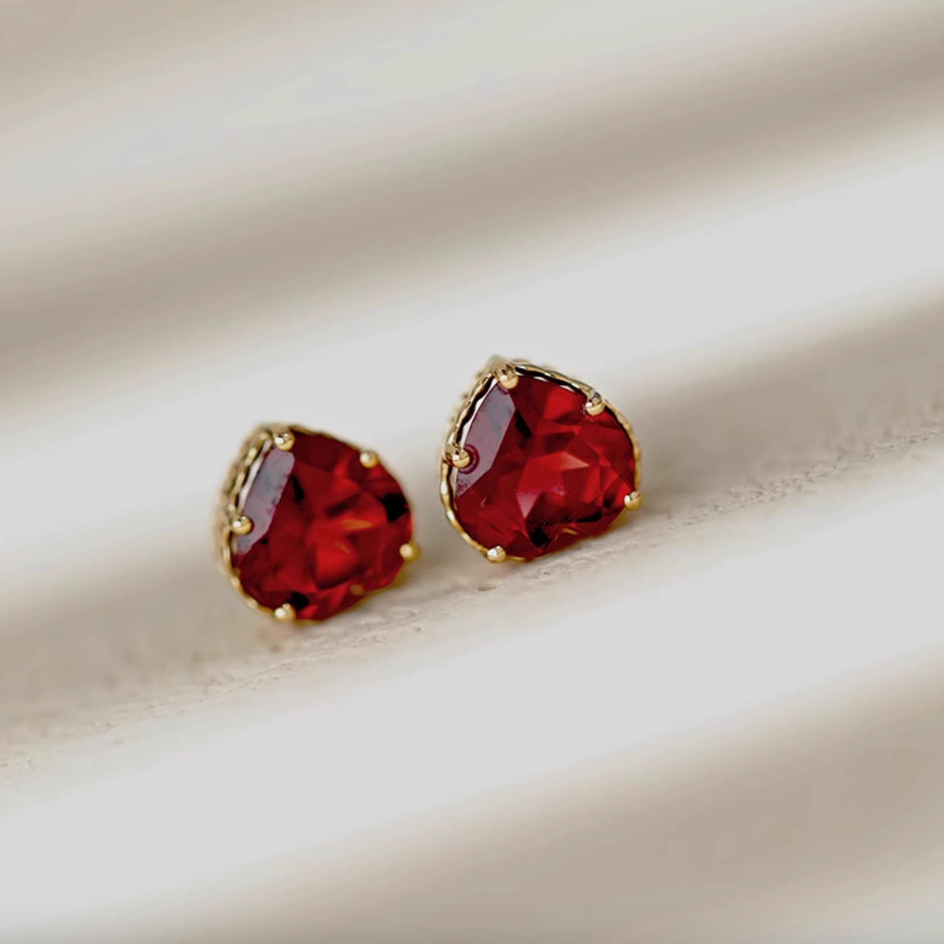Pomona Studs, Deep Red Garnet Studs, 18k Gold Garnet Earrings, Garnet Studs