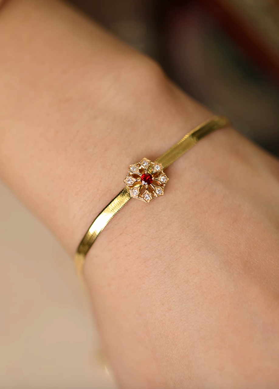 Versatile 18k Gold Pink Ruby Charm