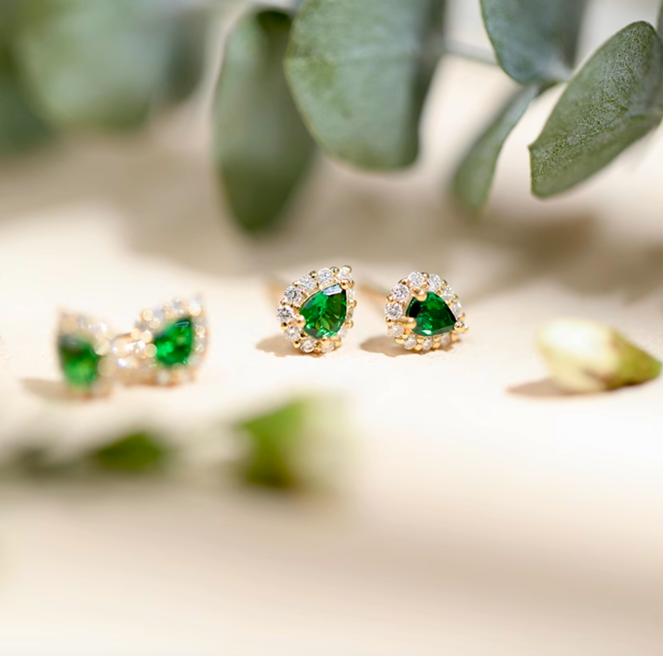 Sleeping Beauty Tsavorite Earrings, 18k Gold Tsavorite Studs