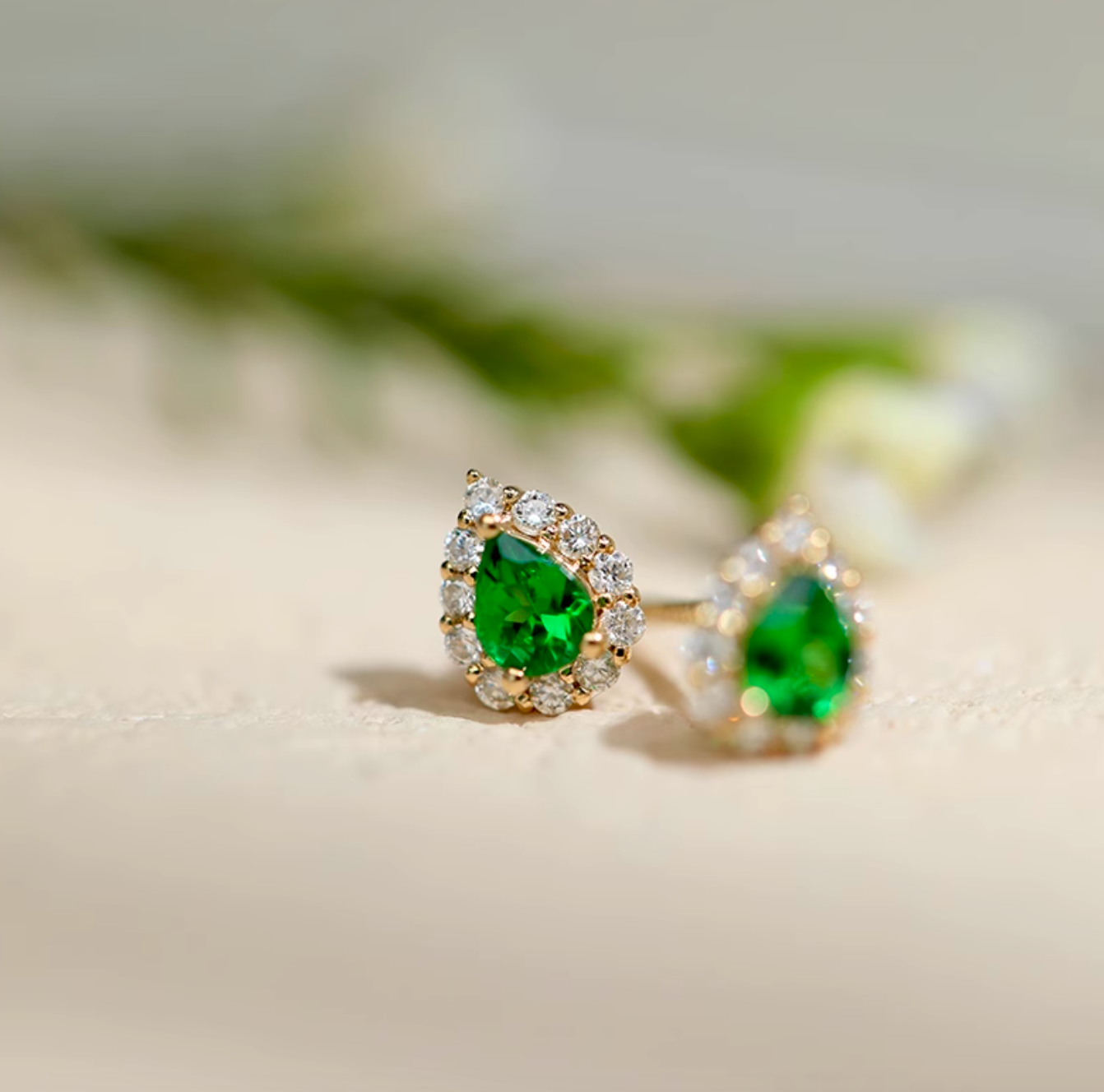 Sleeping Beauty Tsavorite Earrings, 18k Gold Tsavorite Studs