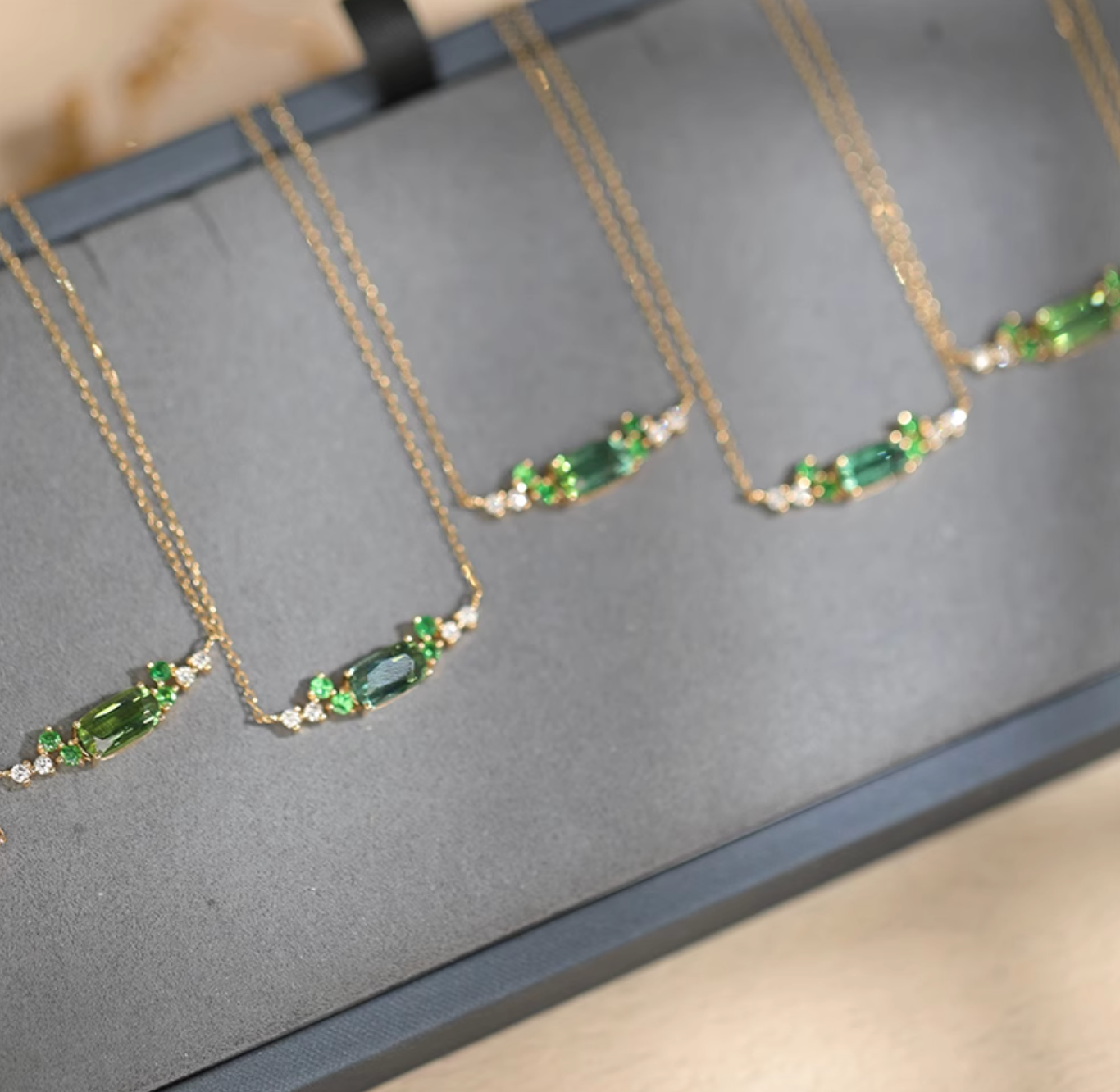 Green mile 18k Gold Green Tourmaline Necklace, Tourmaline Necklace