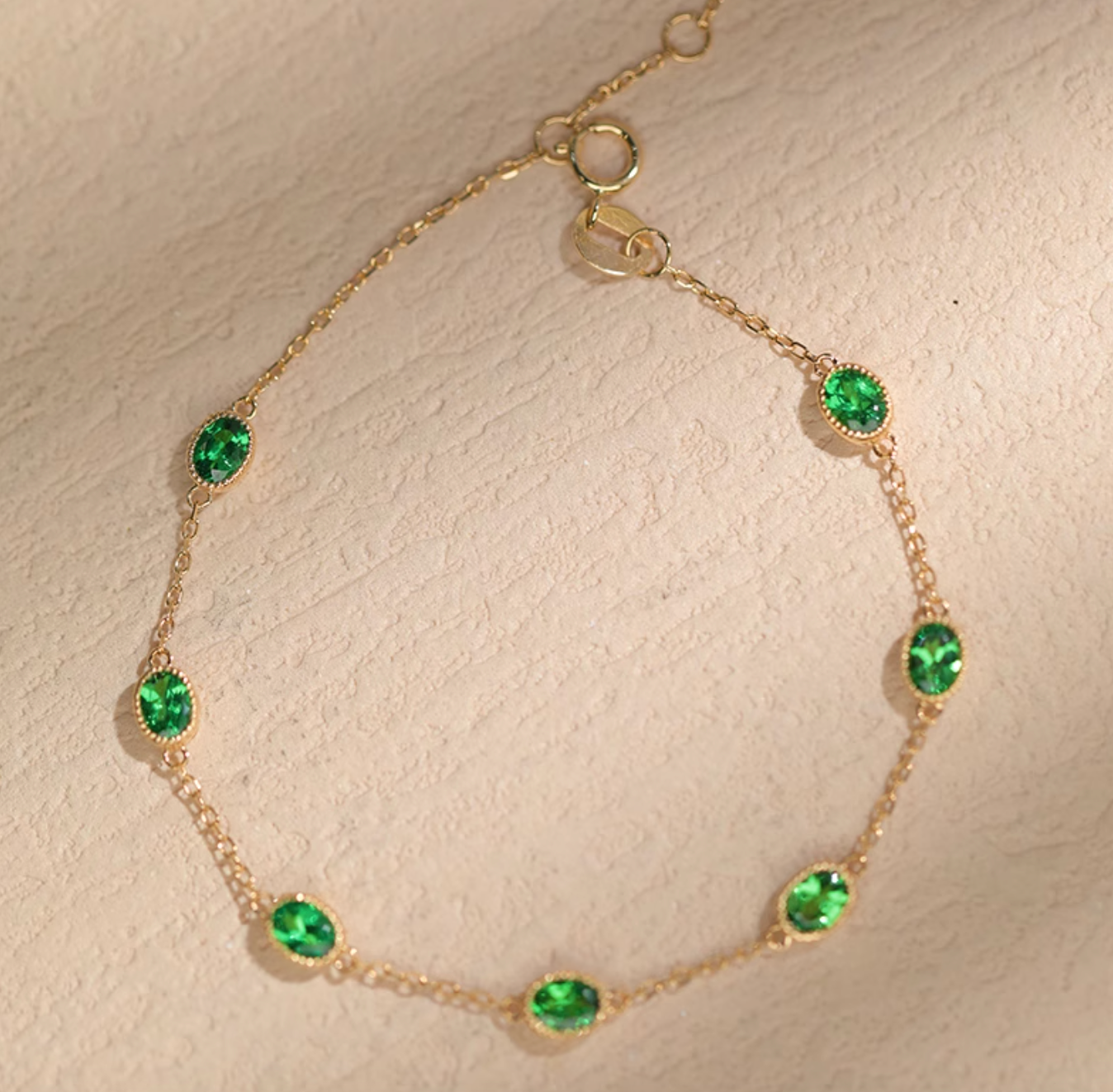 Birthstone Bracelet, 18k Gold Green Tsavorite Bracelet, Tsavorite Bracelet
