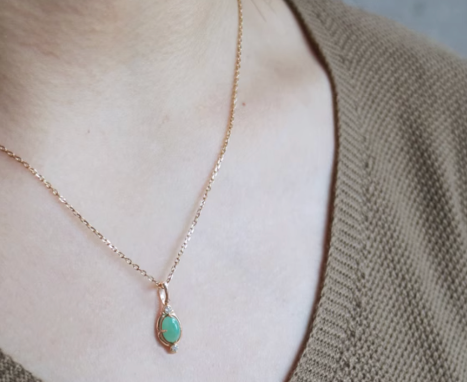 Blue Amazon Stone Necklace, Sterling Silver Amazon stone Pendant, Silver Necklace