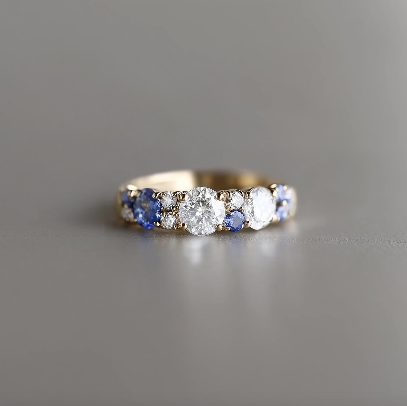 Zephyra Wedding Ring, Sapphire and Moissanite Wedding Ring, Sapphire Engagement Ring