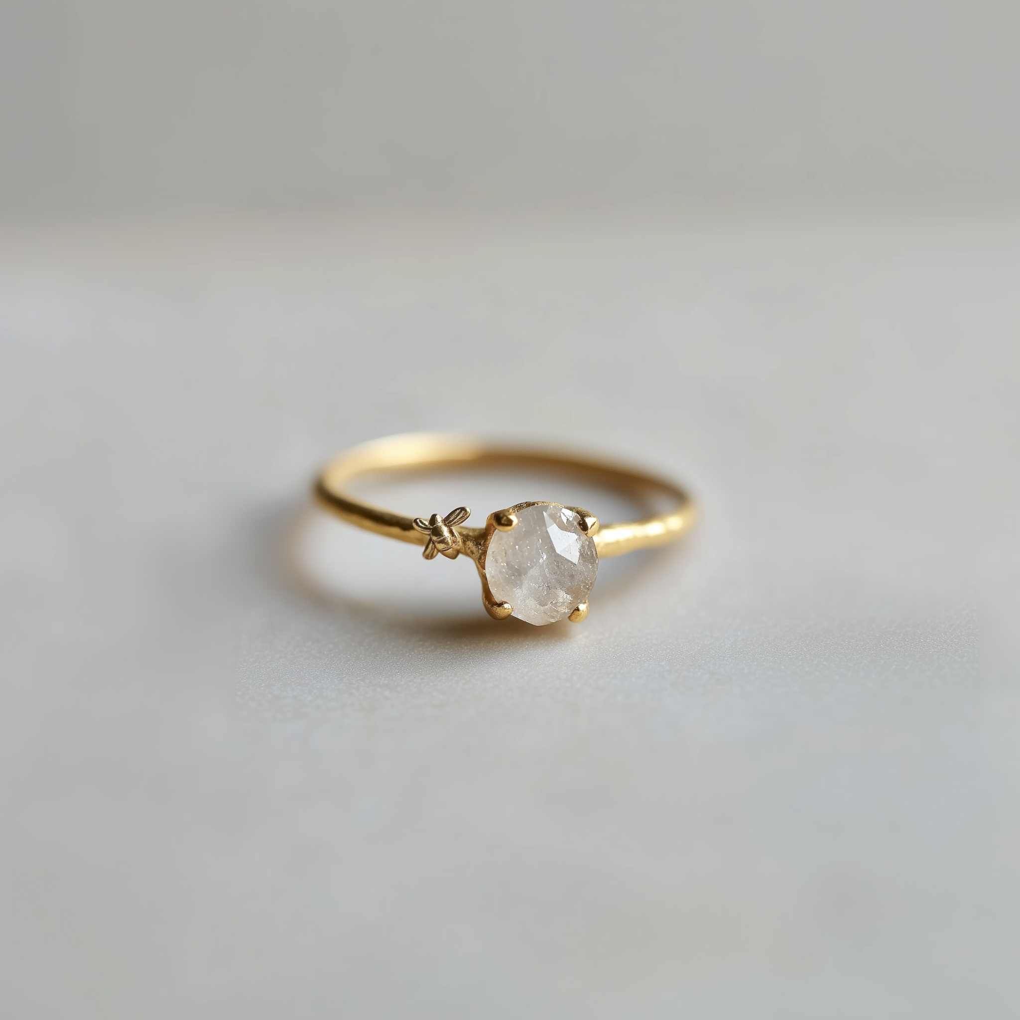 Little Bee Raw Diamond Ring, Unique Raw Diamond Engagement Ring
