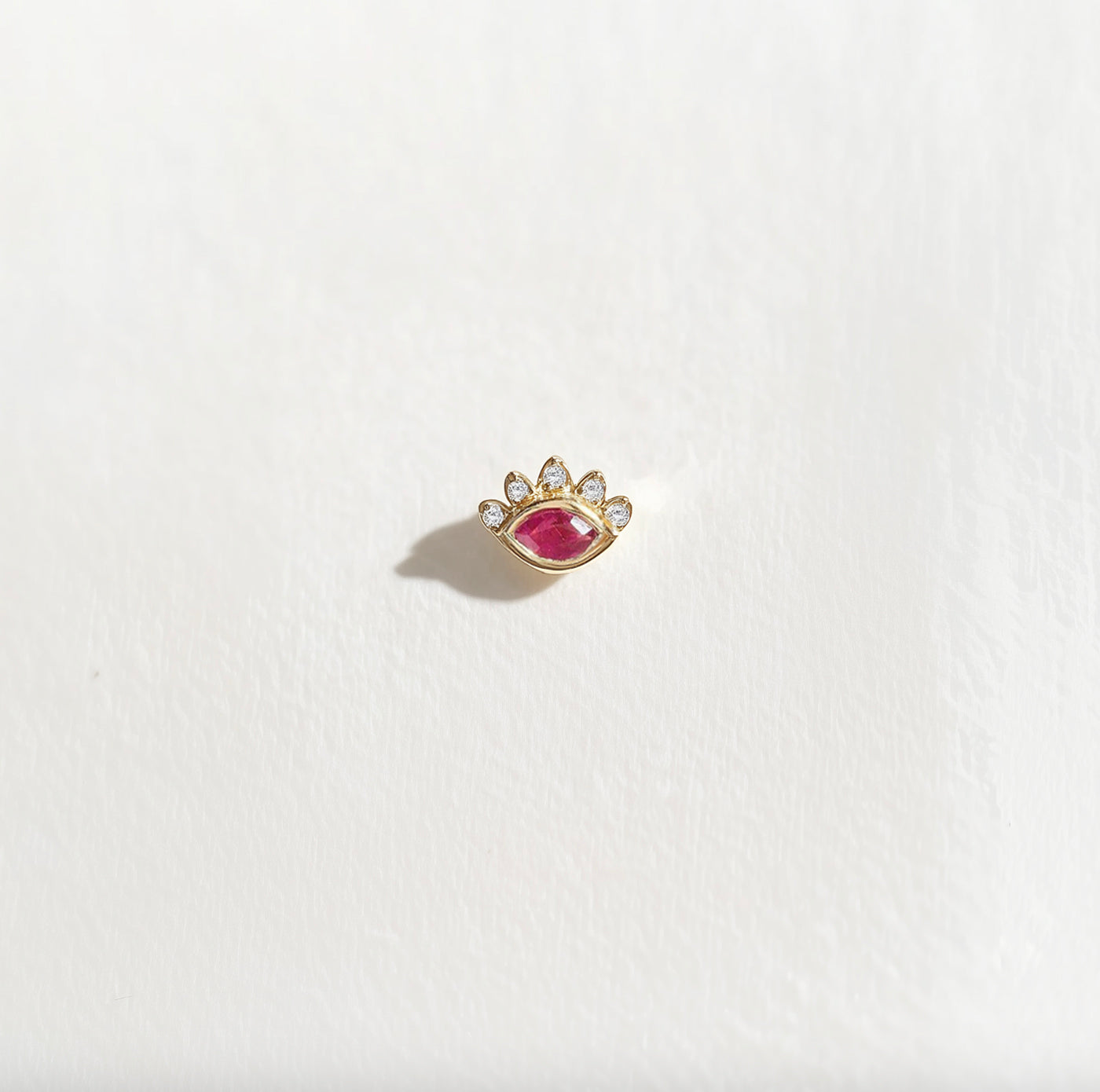 Pink Gaze Stud 14k Gold, Single Stud