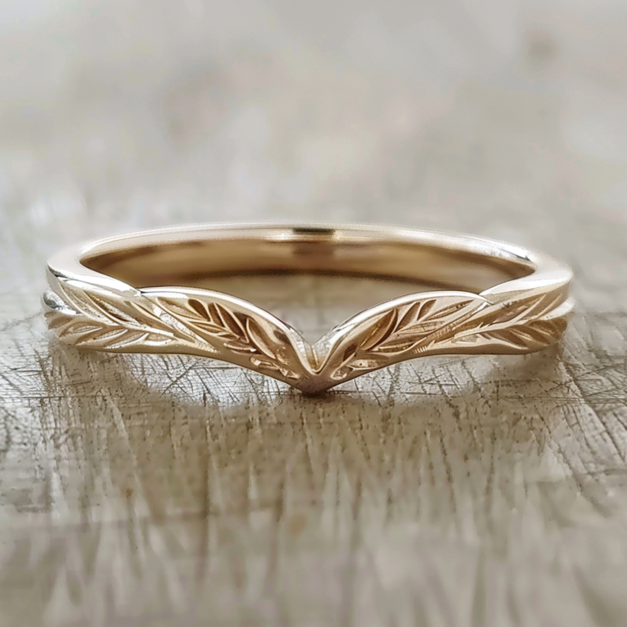 14k Gold Chevron Wedding band JadedDesignNYC