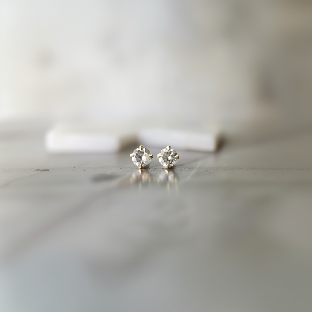 Small Pepper and diamond Diamond Dainty Studs, Diamond Earrings