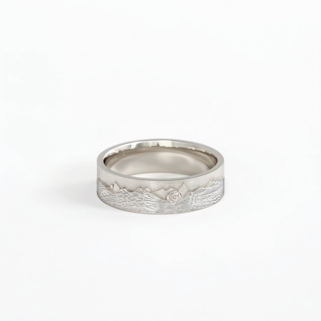 Men's Wide Mountain Ring, Silver Ring for men and women