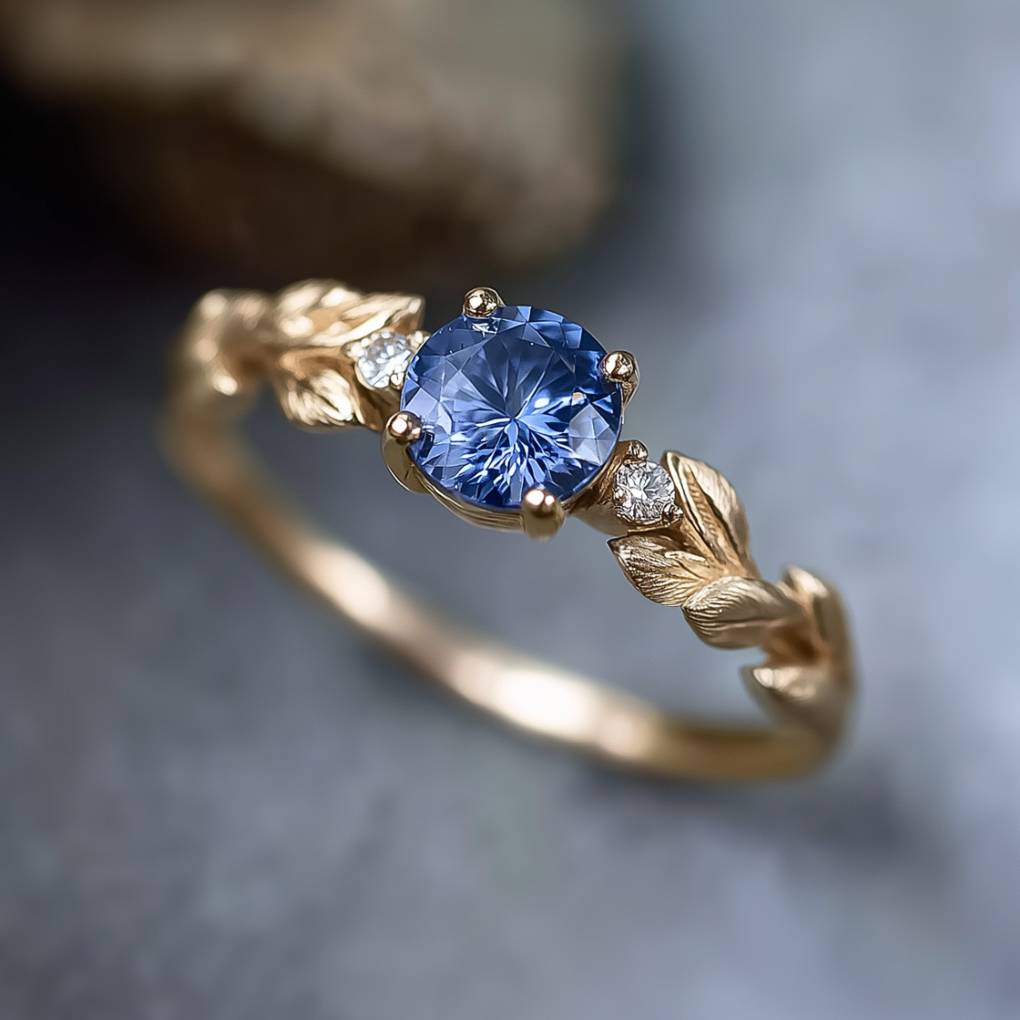 Aether 14k Yellow Gold Sapphire Engagement ring, Blue Sapphire Engagement ring