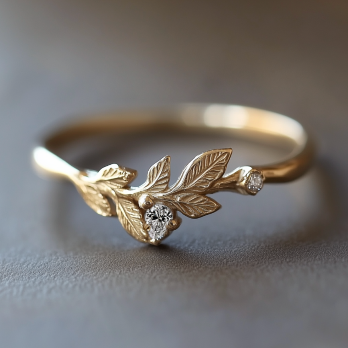 Whispering Leaves Diamond Wedding Band, Diamond Wedding Ring, Matching Band
