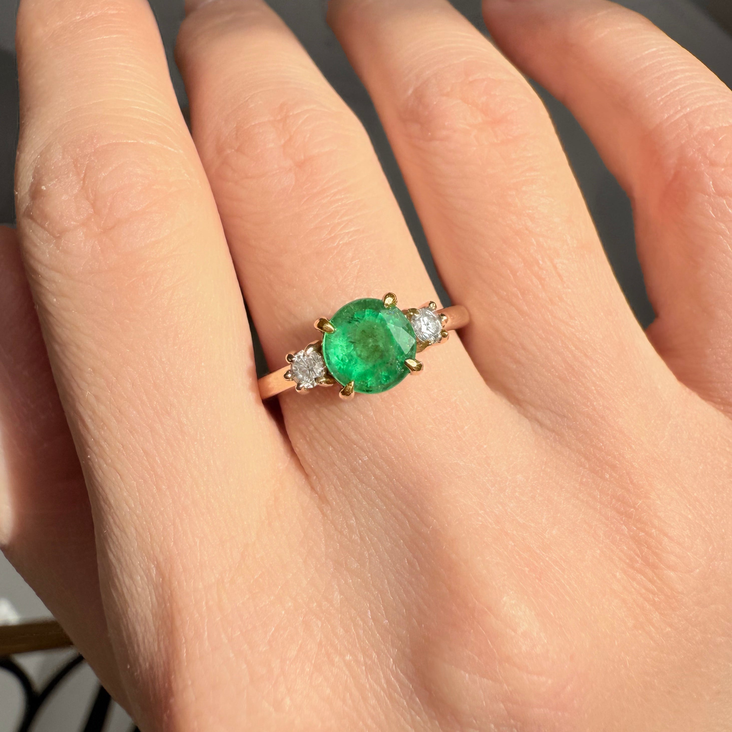 Simple Green Emerald Engagement Ring, Emerald Ring