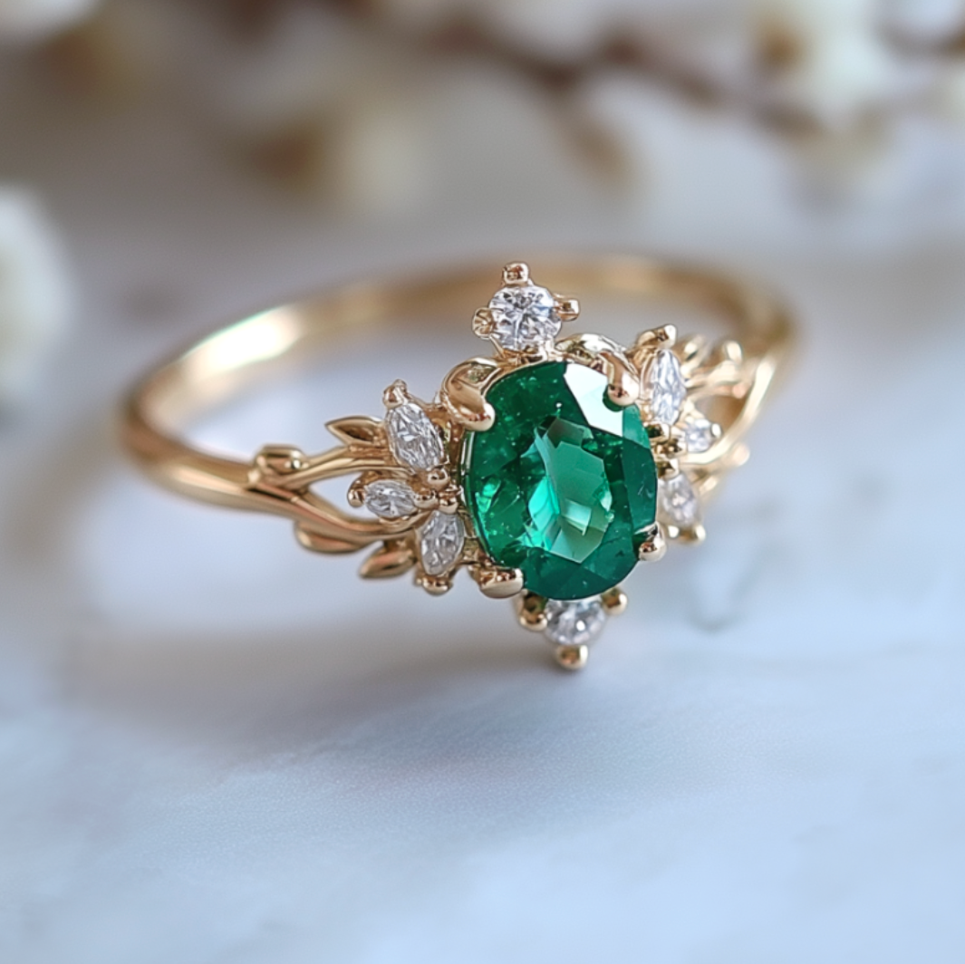 green emerald ring