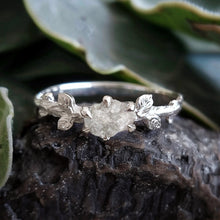 Load image into Gallery viewer, Raw Diamond Engagement Ring, Sterling Silver Ring
