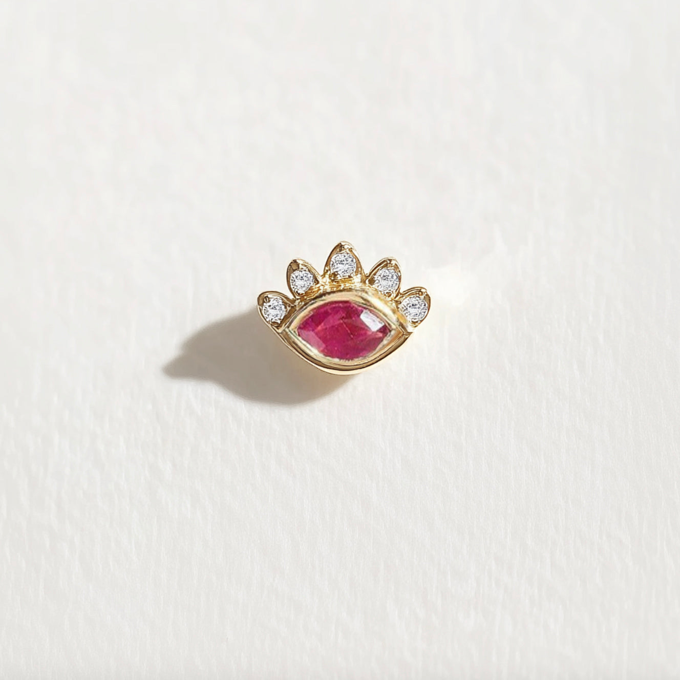 Pink Gaze Stud 14k Gold, Single Stud