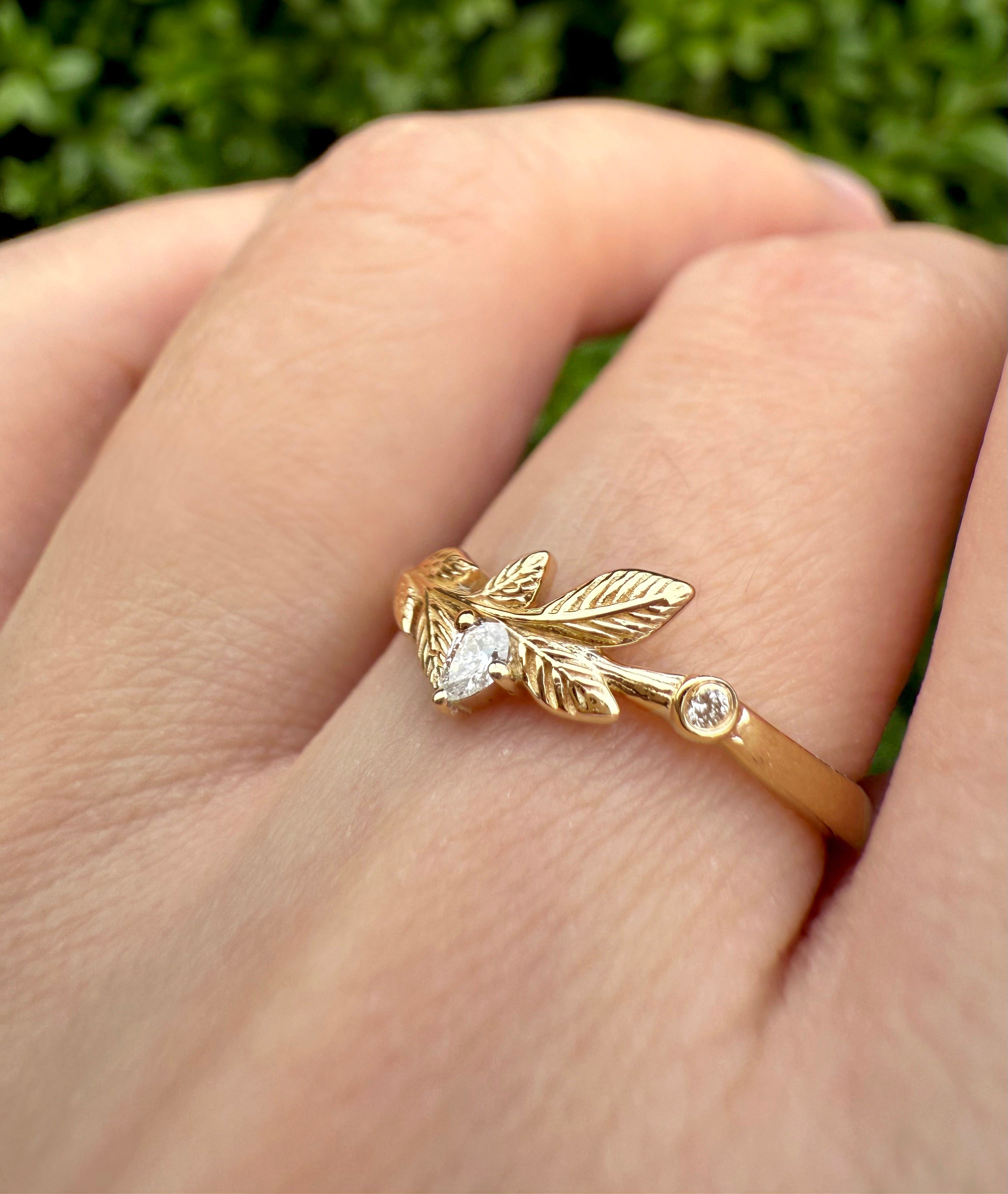 Whispering Leaves Diamond Wedding Band, Diamond Wedding Ring, Matching Band