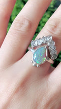 Load and play video in Gallery viewer, Raw Herkimer Diamond Wedding Ring, Raw Opal Engagement Ring
