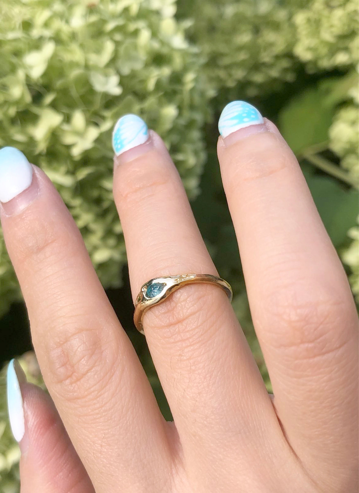 Free formed Simple Aquamarine ring, Dainty Ring