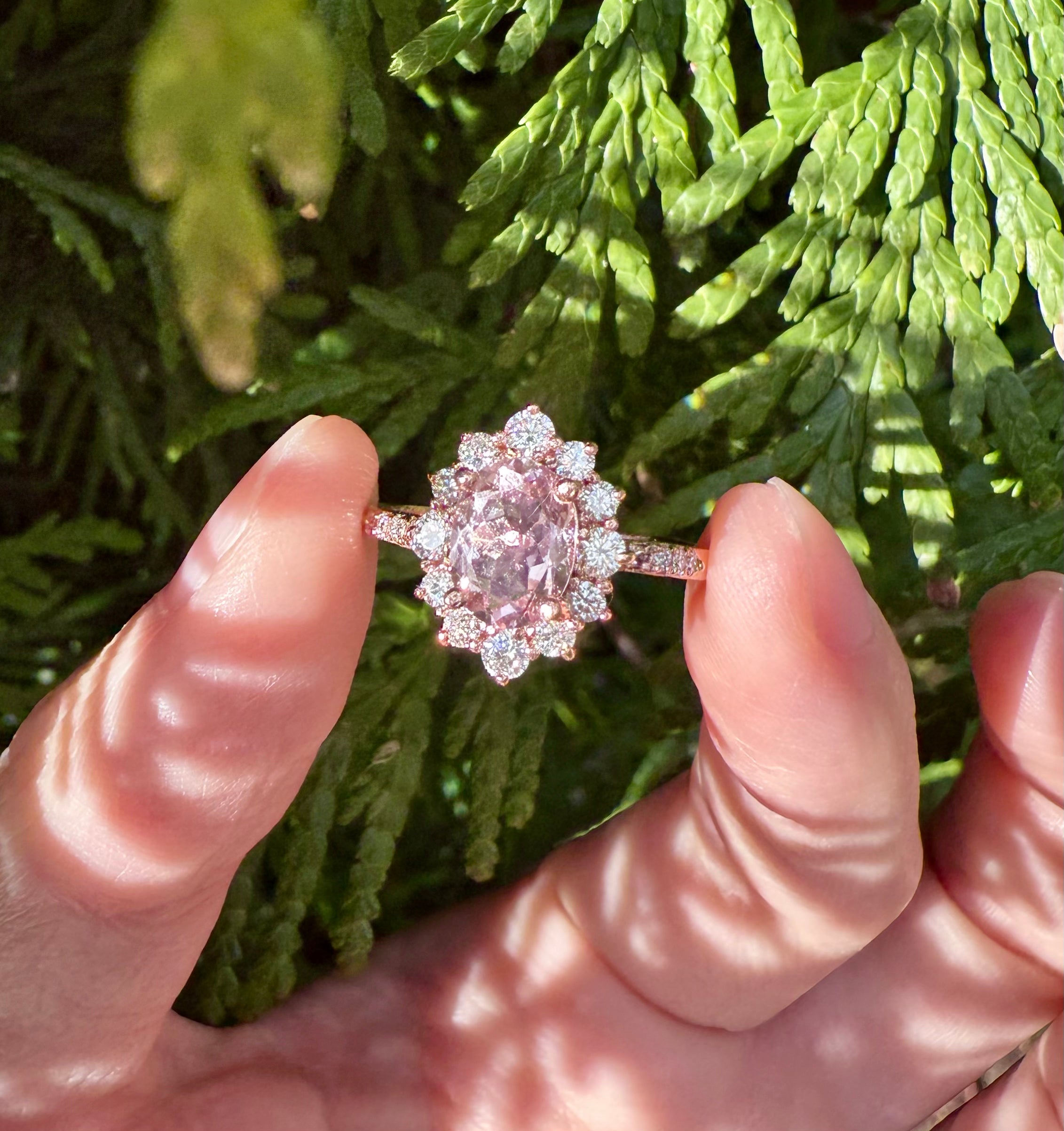 Rosy Blush Rose quartz Ring, 14k Gold Engagement Ring
