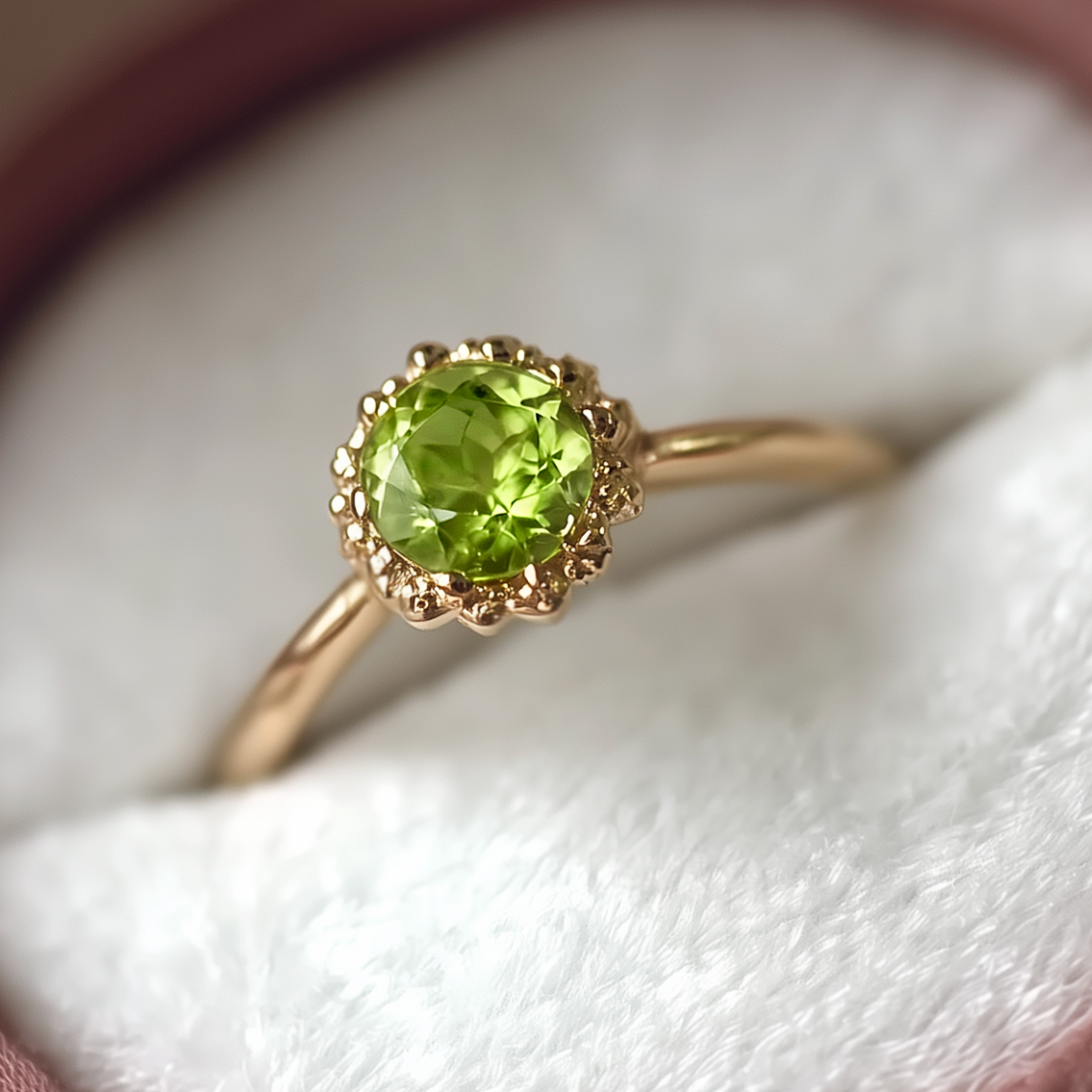 Anna Green Peridot ring, Solid 14k Gold Peridot Engagement ring
