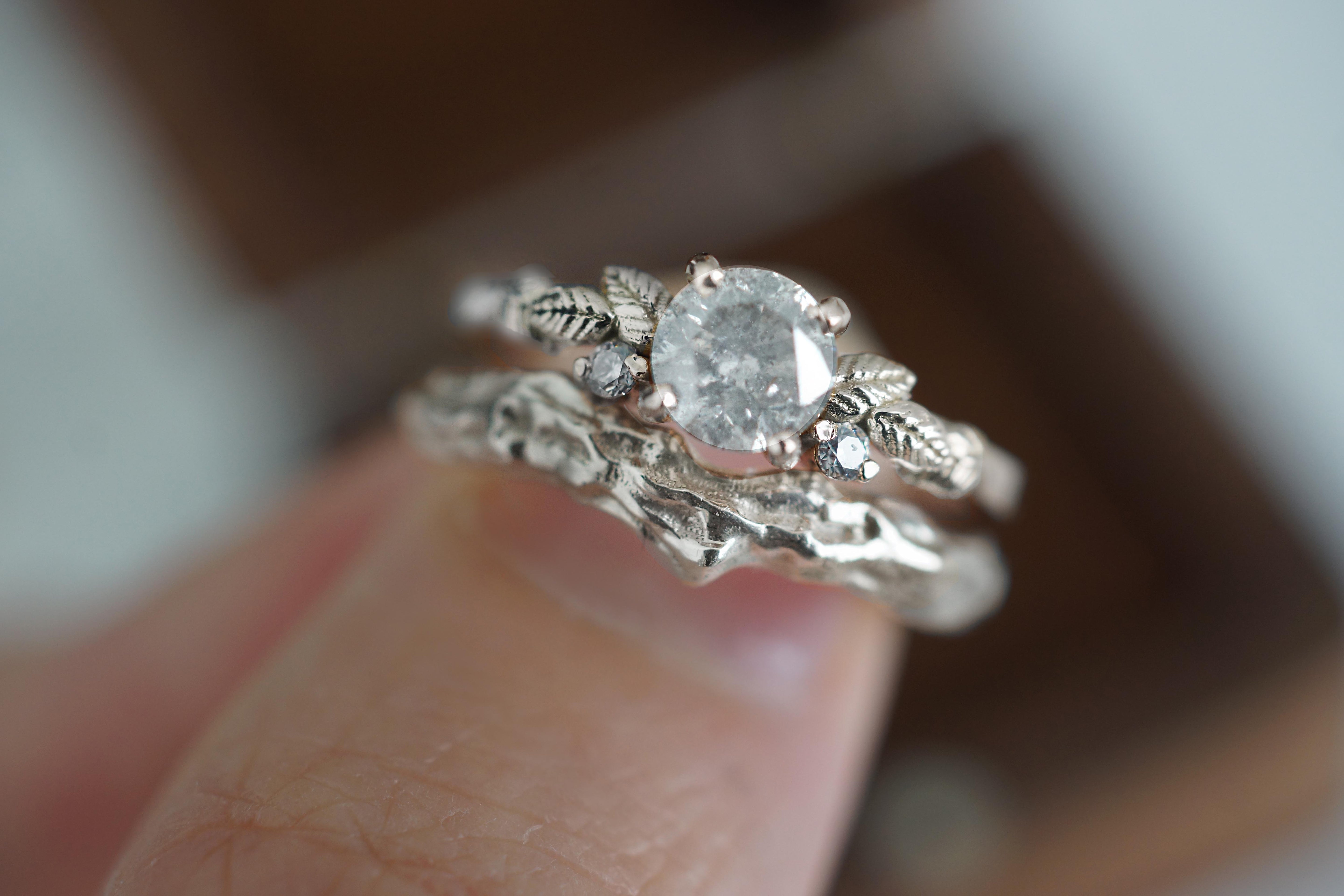 Salt and Pepper Diamond Ring, Diamond Engagement Ring