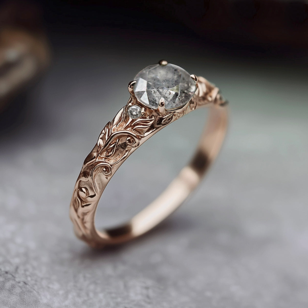 Salt and Pepper Diamond Wedding Ring, Engraved Salt and Pepper Diamond Ring