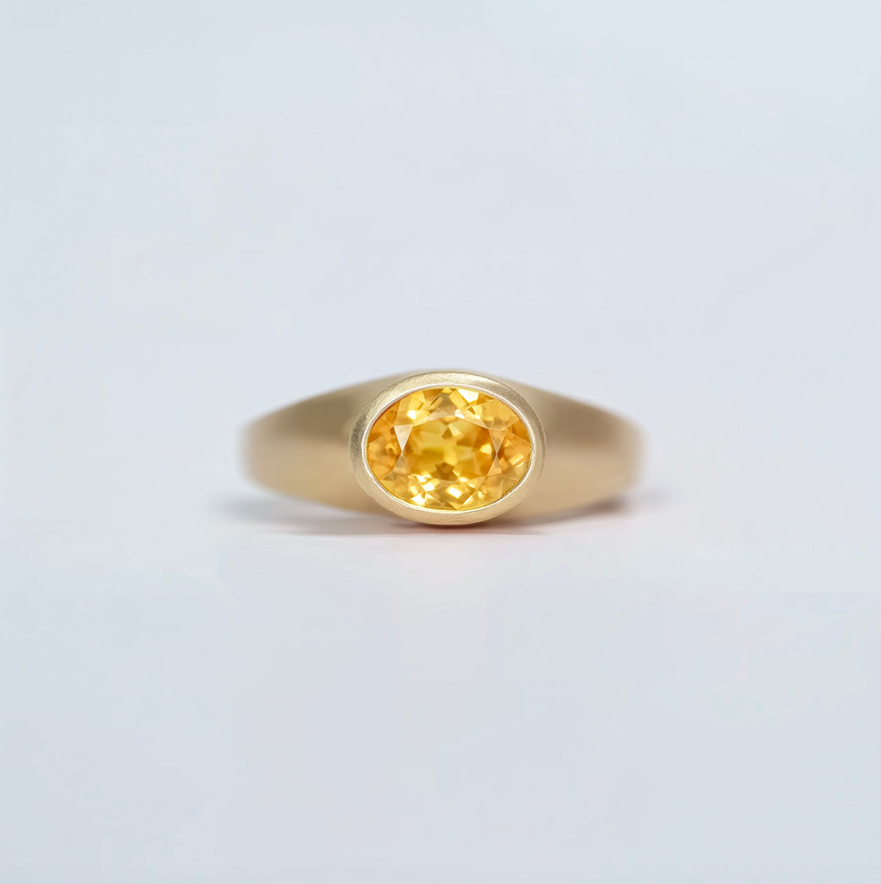Yellow Sapphire Signet Ring, Sapphire Ring, Yellow Gold Engagement Ring