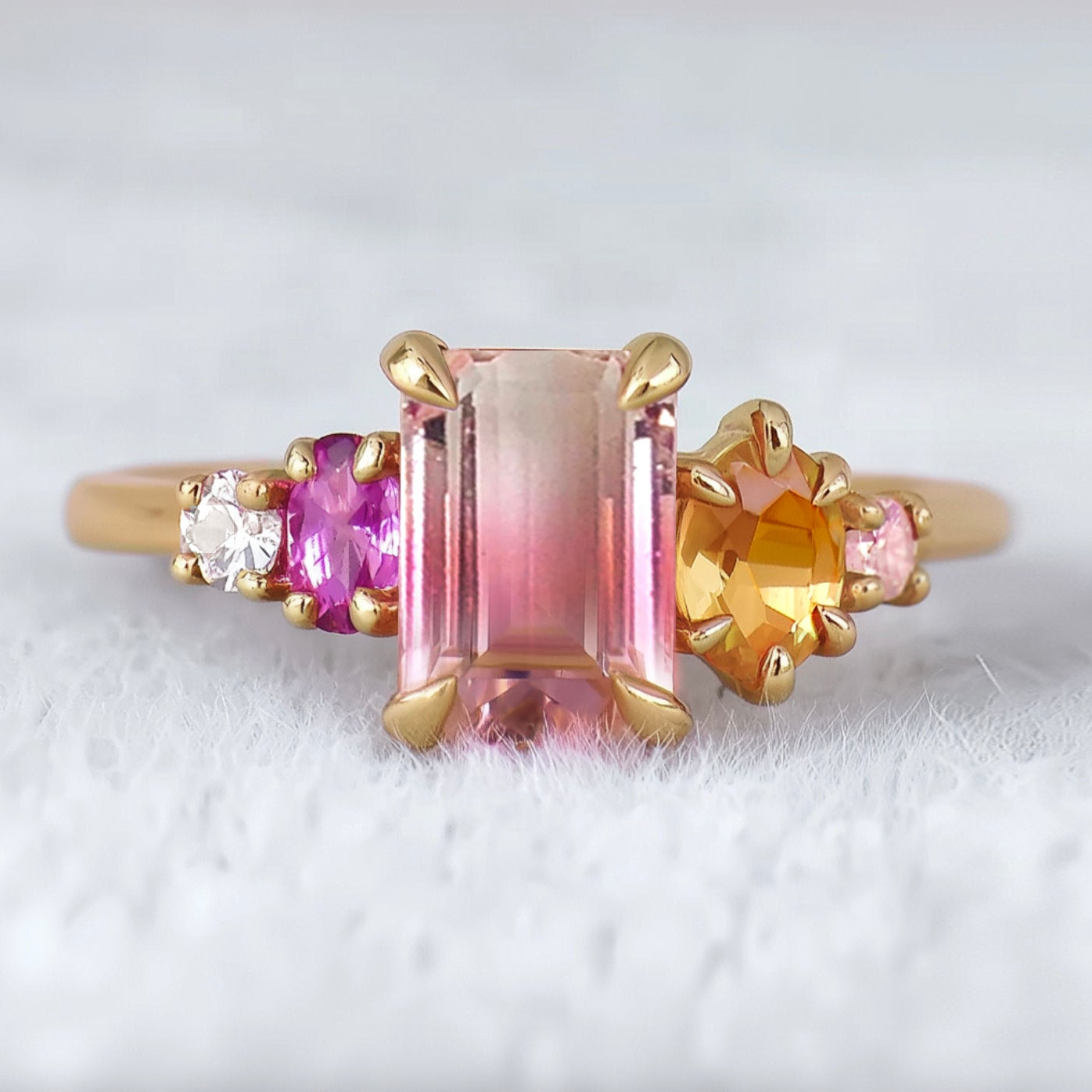 Birthstone Ring, Tourmaline and Sapphire Ring, Engagement Ring