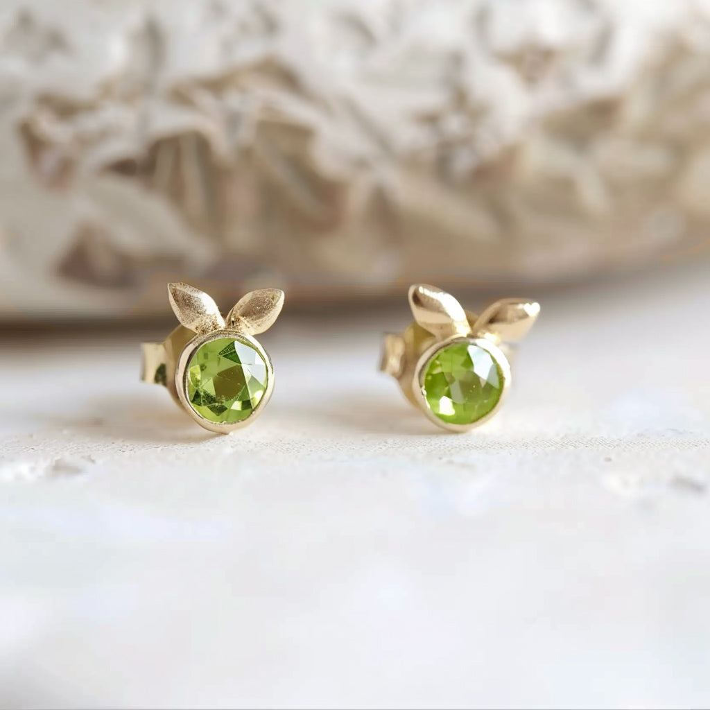 Dainty Peridot Studs