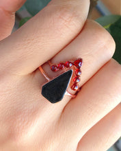Load image into Gallery viewer, JadedDesignNYC Black Tourmaline Engagement Ring, Fire Opal Ring
