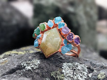 Load image into Gallery viewer, JadedDesignNYC Rainbow Chakra Wedding Ring, Sapphire Chakra Wedding Rings, Ombre Gemstone Ring
