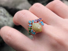 Load image into Gallery viewer, JadedDesignNYC Rainbow Chakra Wedding Ring, Sapphire Chakra Wedding Rings, Ombre Gemstone Ring
