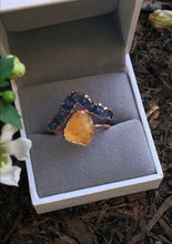 Load image into Gallery viewer, JadedDesignNYC Raw Citrine Wedding Ring set, Sapphire Wedding Ring Set
