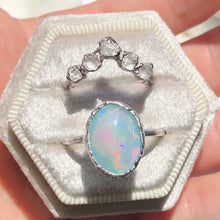 Load image into Gallery viewer, JadedDesignNYC Raw Diamond Wedding Ring, Raw Opal Engagement Ring
