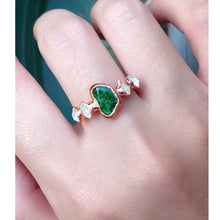 Load image into Gallery viewer, JadedDesignNYC Raw Emerald Ring for Women, Multistone Statement Ring, Raw Herkimer Diamond Ring, Birthstone RIng, Emerald Diamond Stackable ring
