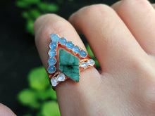 Load image into Gallery viewer, JadedDesignNYC Raw Emerald Wedding Rings, Raw Aquamarine Wedding Ring
