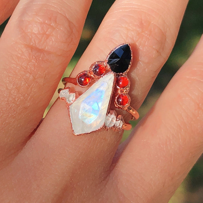 JadedDesignNYC Raw Fire Opal Wedding/Engagement Ring, moonstone engagement ring, raw stone engagement ring, Opal engagement ring