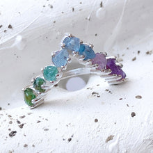 Load image into Gallery viewer, JadedDesignNYC Raw Gemstone Chakra Wedding Ring, Blue Ombre Wedding Ring
