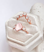 Load image into Gallery viewer, JadedDesignNYC Raw Rose Quartz Ring, Raw Diamond Ring Set, Raw Crystal Ring For Woman

